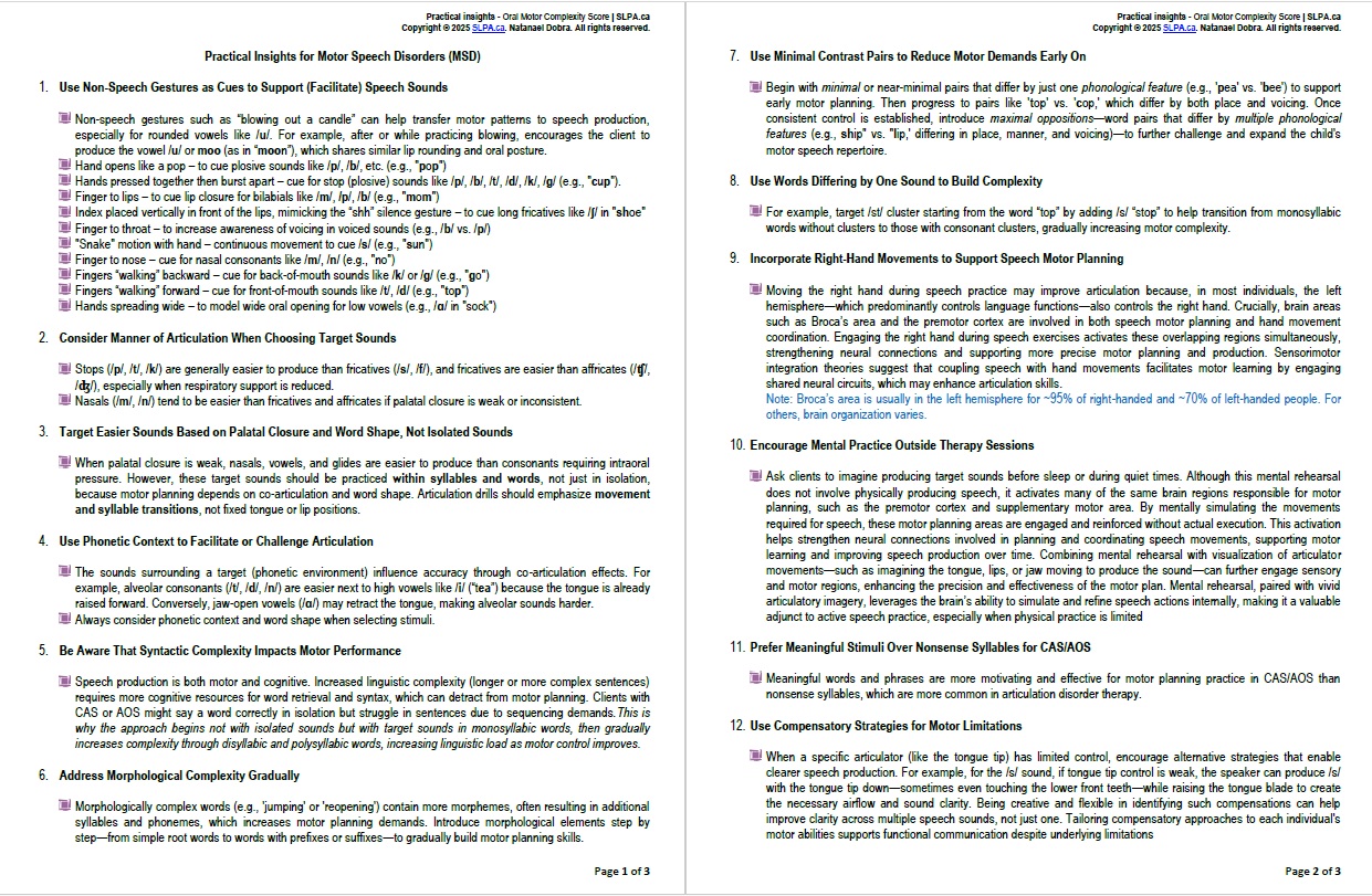 Practical Insights for Motor Speech Disorders MSD